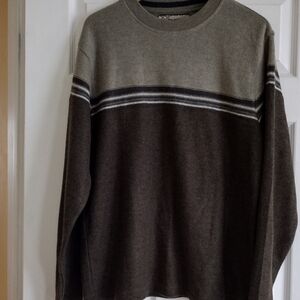 XG Men's Crewneck Sweater - Olive and Dark Brown
